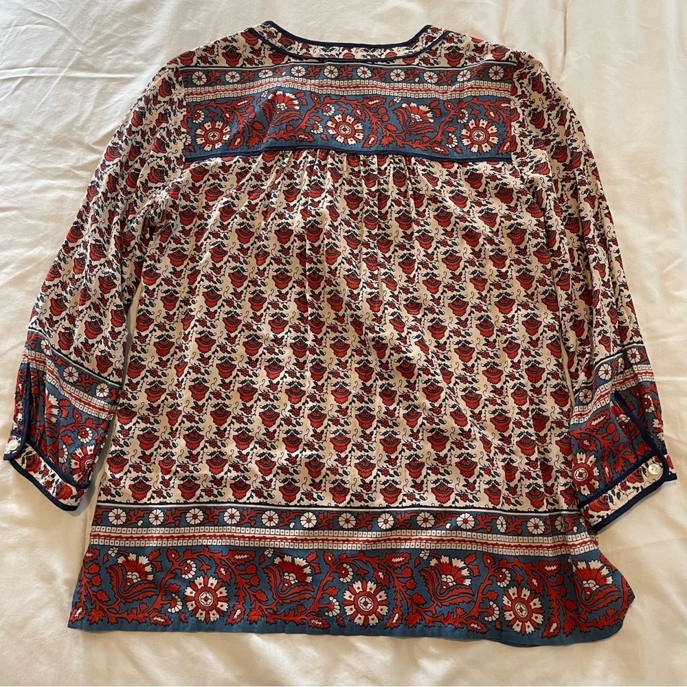 Lucky Brand Red and Blue Patterned Blouse Size S - Picture 4 of 8